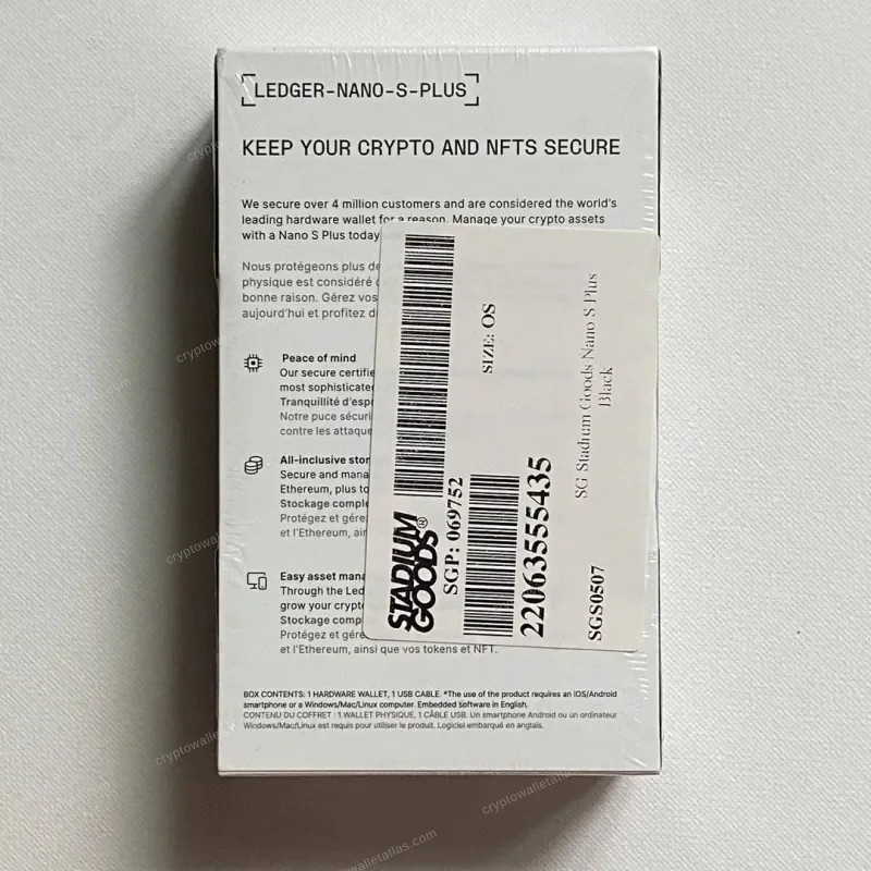 Ledger Nano S Plus Stadium Goods Edition - box side panel with co-branded logo