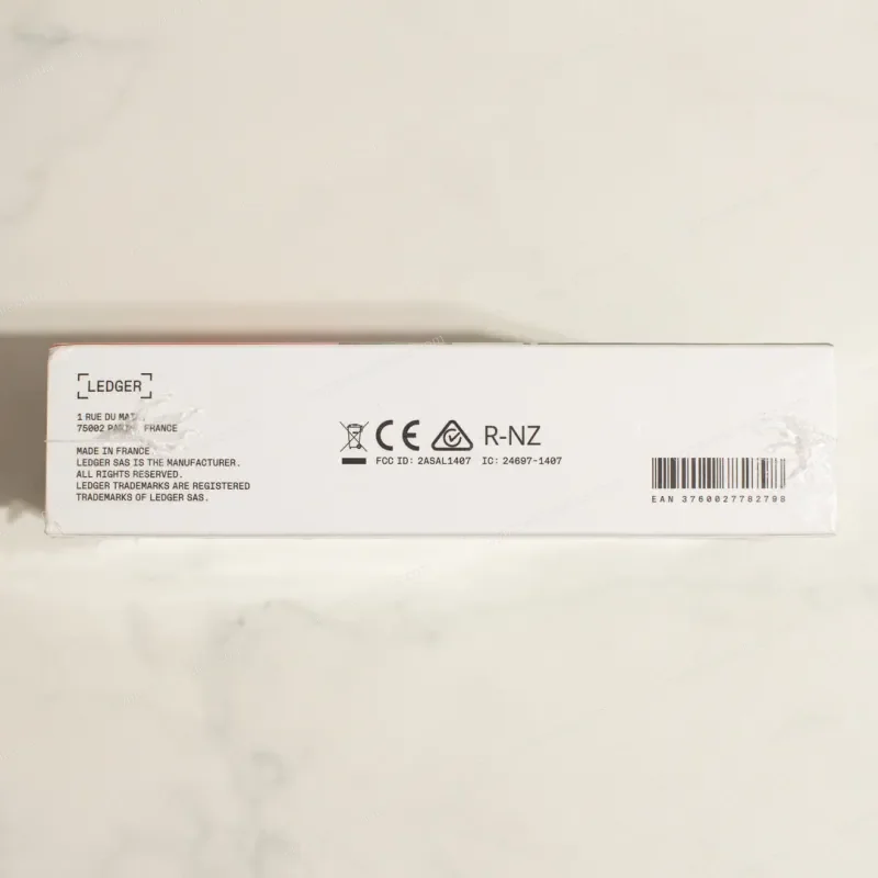 Ledger Nano X Bright Moments CryptoMexas - box side panel with co-branded logo